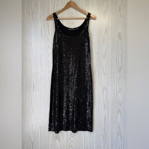 Dana Buchman Designer Caviar Black Sequins Dress Size Small LNC